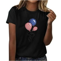 Ženska majica za bejzbol američke zastave, Ležerne prilike slatke grafičke majice za žene Ljeto kratki