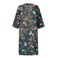 Strugten Ženska ljetna vintage Print V-izrez polu-rukave haljina svjetla dimljiva haljina maxi haljina