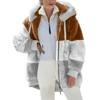 Aoksee zimski kaputi za žene, modni ženski topla FAU kaput jakna zimski patentni zatvarač dugih rukava