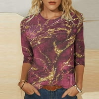 Ženska modna tiskana labava majica rukava bluza Okrugli vrat casual vrhovi vino xxxxl na prodaju