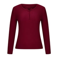 Floleo ženski džemper zazor jesen zimski ženski tipka V-izrez dugi rukavac pletena džemper košulja za dno vrhova bluza