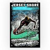 Jersey Shore - Skimnoboard - Scratchboard - Lantern Press poster