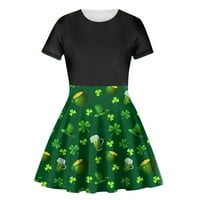 Gotyou ženski modni casual okrugli vrat sv. Patrickov dan Print casual haljina kratkih rukava Zelena