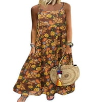 GRIANOOK Women Ljeto Strappy Cami haljina Cvjetni print Ljetna casual duga haljina Dnevna odjeća Flowy