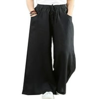 Ženske vrećice široke pantalone za noge Dame Ljetne kauzalne pantalone Black XL
