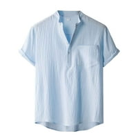 Muška bluza MENS Početna Vintage Pure Color Lan Solid kratkih rukava Retro T majice