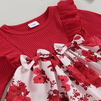 Suantret Toddler Baby Girls Outfits Flower s dugim rukavima A-linijska haljina za rub s poklopcem za