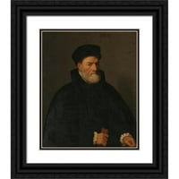 Giovanni Battista Moroni Black Ornate Wood Framed Double Matted Museum Art Print pod nazivom - Portret