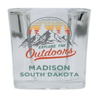 Madison South Dakota Istražite otvoreni suvenir Square Square Bander Shot Scale 4-pack
