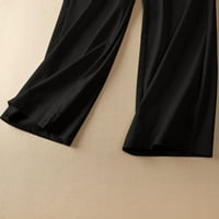 Ženske casual široke pantalone za noge visokog struka niz ravne pantalone s dugim hlačama crna m