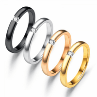 Klasični jednostavni obični nehrđajući čelik Kubični cirkon vjenčani prsten ---- ruža Gold Veličina