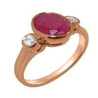 Britanci napravio je 10k zlato prirodno rubin i kubični cirkonijski ženski prsten - veličine opcija