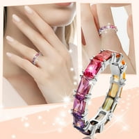Pribor za prstenje Multi colorful cirkonski ženski prsten jednostavan modni nakit Popularni dodaci srebrni