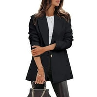 Moderna jakna za žene lagane jakne za rever dugu haljinu sa džepovima za radnu kancelariju