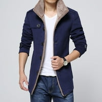 Slim Fit zimski kaputi za muškarce Muške modne jednostavne čvrste džepove Gumb džemper tkani jaknu Jakna