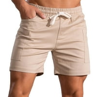Safuny Muške pamučne kratke hlače sa džepom Ljeto Prodaja Čvrsti slobodno vrijeme Elastični struk Trendy