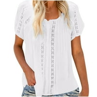 Miayilima majice za žene Ljeto V izrez čipka bluze modni vrhovi slatki casual majica s kratkim rukavima