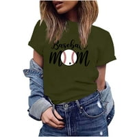 Dan ženskog bejzbol majke otisnute okrugli vrat kratkih rukava vrhunske bluze Ženske vrhove vojske zelene