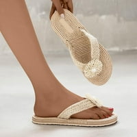 Dpityserensio Ženske cipele Ljeto cvjetni flip flops plaža Sandale Thengs Papuče Sandale Imitacija konoplje