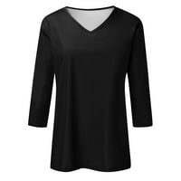 Ljetni vrhovi za žensku pulover bluzu V-izrez tiskani crni m
