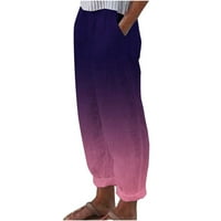 Ženske ležerne ljetne hlače Elastične struine pantalone gradijentni print rele Fit place hlače ljubičaste