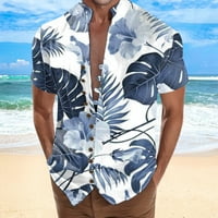 FSqjgq Havajska majica za muškarce postolje ovratnik kratki rukav košulje do majice Ljetni odmor tiskano