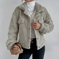 Moderna jakna za žene jesen i zimski kaput rever casual zadebljanog plišanog kaputa