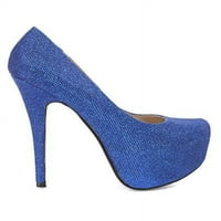 Royal Blue Glitter Almond Toe Stiletto pumpa za platformu Ženske potpetice