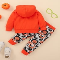TODDLER Baby Boy Halloween Outfit Set dugih rukava Tors od bundeve + Ghost Ispis Hlače