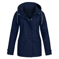 Hinvhai ženski kaput plus veličina Žene Čvrsta kišna jakna na otvorenom plus veličina vodootporan kapuljač