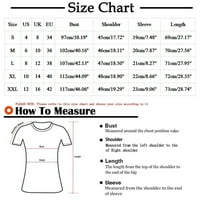 Qcmgmg Ženske grafike kratki rukav casual majica Classic-Fit T-majica Crew Neck Tunic Tops S