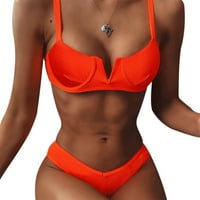Žene seksi dvodijelni bikini set čvrsti boja podstavljeni push up grudnjak + trokut bikini donje dama ljetne odjeće kupaćih odijela