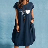 Floleo ženska haljina za dugih rukava ljetna modna casual of -ct love print plus veličine Pocket haljina