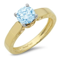 1.06ct okrugli rez plavi simulirani dijamant 14k žuti bijeli zlatni godišnjički angažman prsten veličine