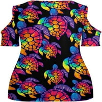 Tie boja Cool Sea Turtle - Ženska majica s kratkim rukavima Hladna majica na ramenu Tee Bluze