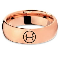 Tungsten volfram horoskop pisces prugaste prsten muškarci žene udobnost FIT 18K Rose Gold Dome polirano