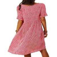 Grianlook dame midi haljina V izrez Swing haljine cvjetni tiskani casual s kratkim rukavima žene seksi