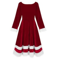 FIMKAUL ženske haljine casual božićni dugi rukav O-izrez zimski jesen plus veličina meka baršunasta