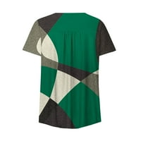 Ženske vrhove Henley Striped bluza casual ženska majica s kratkim rukavima ljetni zeleni m