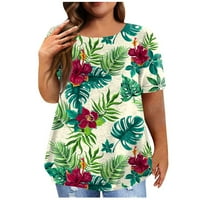 Ženska vintage cvjetna štampa plutajuća kratka rukava majica TOP Plus size pulover