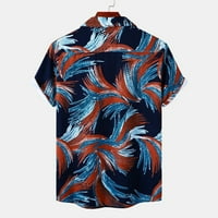 Muška cvjetna tipka za tiskanje Up majica kratkih rukava Havajska majica Vintage Lapel džep Top Casual