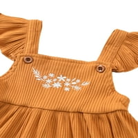 Canrulo Baby Girls Ljetna odjeća rebrasta ruffle usjeva Top cvjetni vez za majice bez rukava kratke