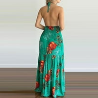 Ženska haljina Tropical Print Halter Backlex Maxi haljina bez rukava bez rukava