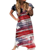Haljina od Colisha 4. jula za žene Američka zastava Maxi haljina V izrez Loose Sunderss
