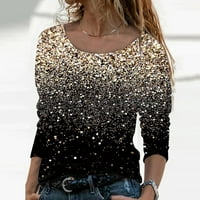 Košulje za žene Trendy Ležerni sekki Ispis dugih rukava Okrugli izrez Loose Splice Bluza Multicolor