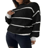 Crni prugasti povremeni puloveri Ženski džemperi