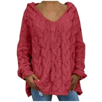 Dyfzdhu Prevelike dukseve za žene Trendi labave plus veličine pune boje dugih rukava pleteni džemper