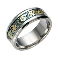 Mnjin titanijum čelični zmajski prsten sa srebrnim zlatnim zmajem od nehrđajućeg čelika Prstena 11