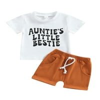 Arvbitana Baby Boys Shorts Set Pisma Ispis majica kratkih rukava + elastična kratke hlače Ljetna povremena