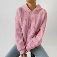 Jesenske modne dukseve za žene dugih rukava jacquard pulover pulover, ležerne duksere za vježbanje